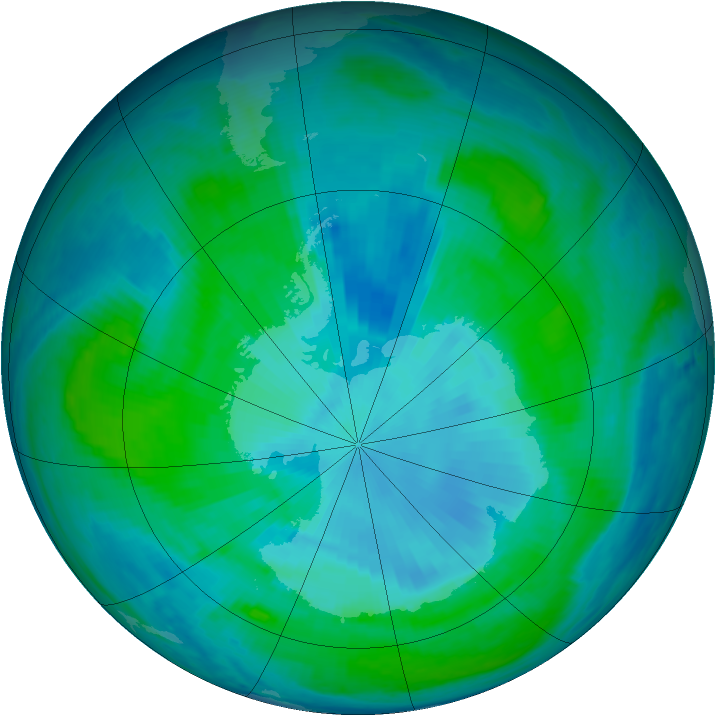 Antarctic ozone map for 11 January 1999